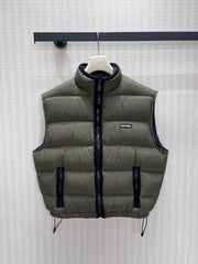 Army Green Stand-Collar Down Vest
