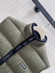 Army Green Stand-Collar Down Vest