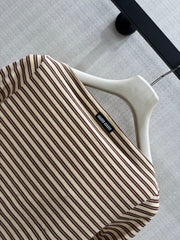 Striped Long-Sleeve Boat-Neck Top