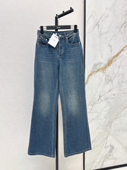 Straight-leg washed jeans