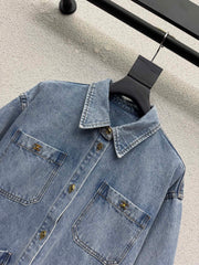 Denim Jacket with Fur Logo
