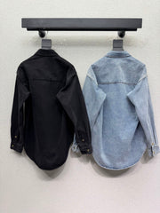 Denim Jacket with Fur Logo