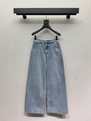 Wide-leg denim trousers