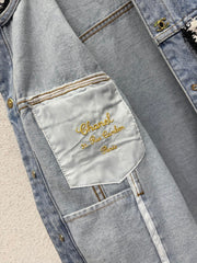 Frayed-edge denim vest jacket