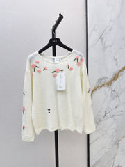 3D Crochet-Detail Knit Sweater
