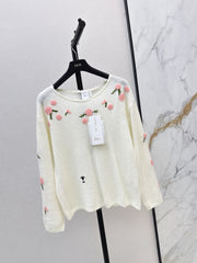 3D Crochet-Detail Knit Sweater