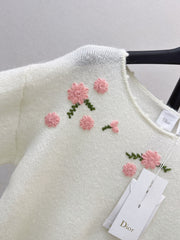3D Crochet-Detail Knit Sweater