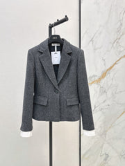 Grey Wool Cropped Blazer