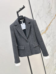 Grey Wool Cropped Blazer