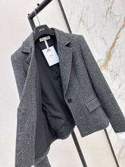 Grey Wool Cropped Blazer