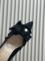 24ss new arrival~ home bow 🎀 pearl cat heel small shoes