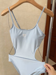 Sky blue one-piece swimsuit