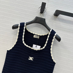 Navy blue crochet vest