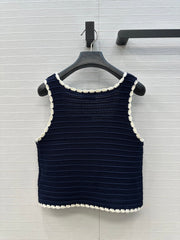 Navy blue crochet vest