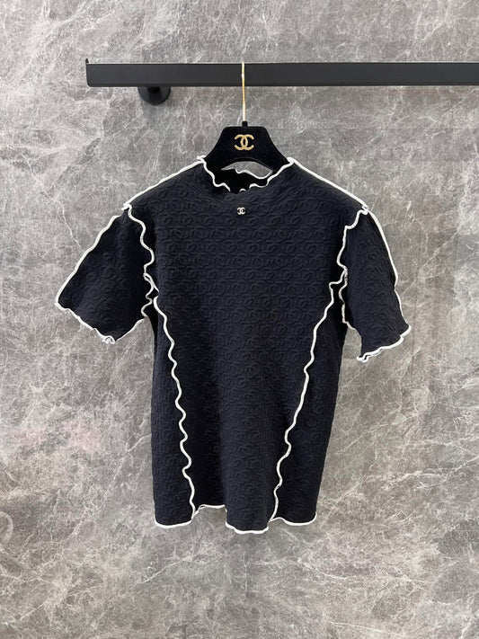 Jacquard slim-fit knit top