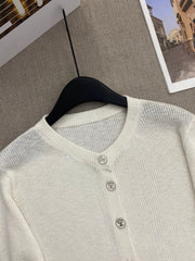 round neck button bamboo hemp knit Slim cardigan