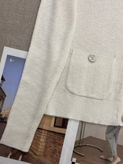 round neck button bamboo hemp knit Slim cardigan