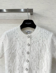 Rhinestone Feather Short Sleeve