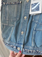 Tweed compilation denim vest