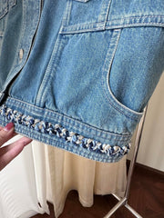 Tweed compilation denim vest