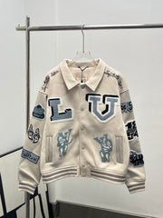 Playful cartoon baseball jacket.