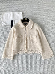 Black floral patchwork lace cardigan