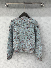 Crew neck crocheted patchwork jacket