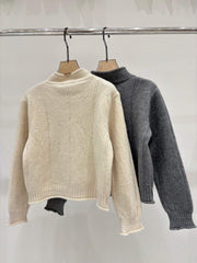 stand-up collar knit cardigan