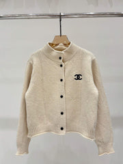 stand-up collar knit cardigan