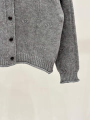 stand-up collar knit cardigan