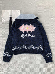 Koi and Cherry Blossom Zippered Sweater Cardigan