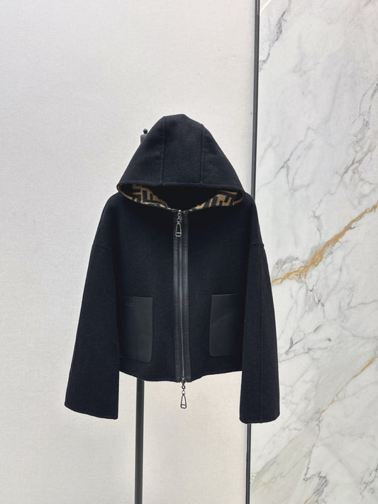 Reversible zip-up hooded jacket