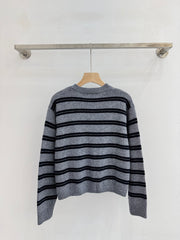 Monogram lettering crew neck knit cardigan
