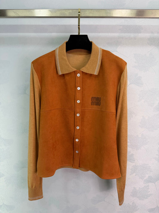 Suede Collar Cardigan