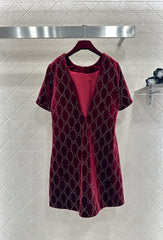 Red dress with rhinestone lettering