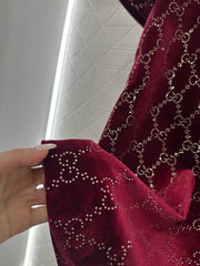 Red dress with rhinestone lettering
