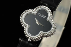 Four-leaf clover alligator leather watch