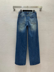 Patch pocket straight leg jeans