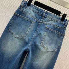 Patch pocket straight leg jeans