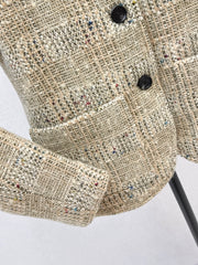 Gemstone-blend wool tweed plaid coat