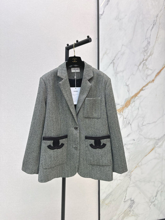 Logo Appliqué Embroidered Blazer
