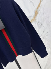 Red and Green Striped Cropped Sweater