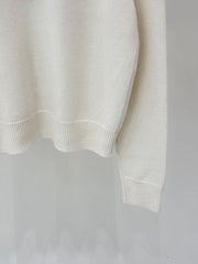 Color-blocked V-neck pullover knit long-sleeved sweater