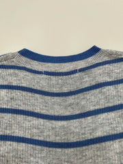 Striped wool knit short-sleeved top