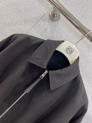 Lapel Zippered Wool Pleated Jacket