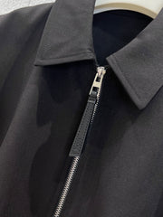 Lapel Zippered Wool Pleated Jacket