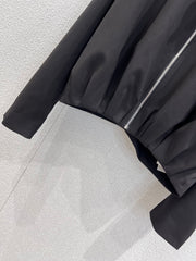 Lapel Zippered Wool Pleated Jacket