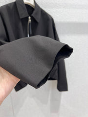 Lapel Zippered Wool Pleated Jacket