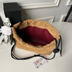 Suede Drawstring Pouch Bag
