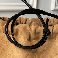 Suede Drawstring Pouch Bag